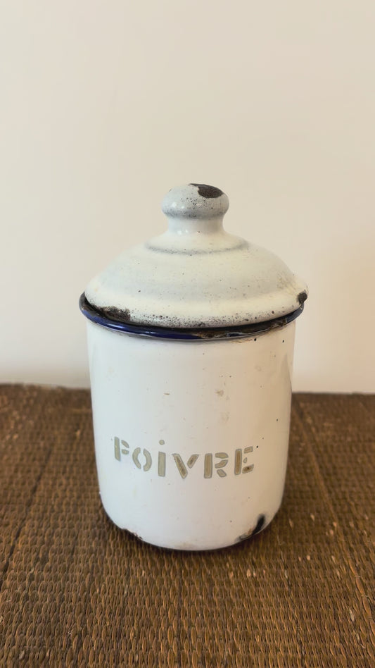 Vintage French Enamel Poivre (Pepper) Jar