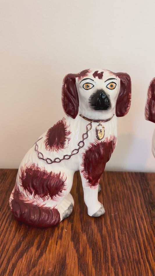 Antique Pair of Staffordshire Spaniels