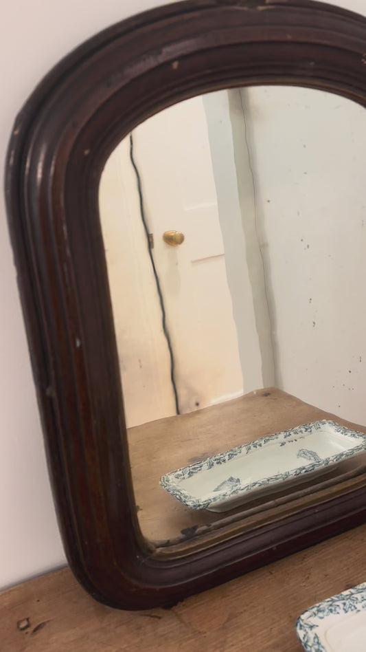 Antique Arched Wooden Wall Mirror